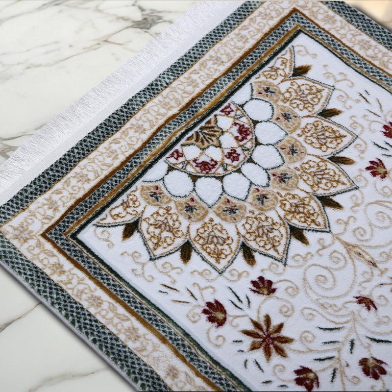 Melen Turkish prayer rug - prostration - green - cream - Image 2